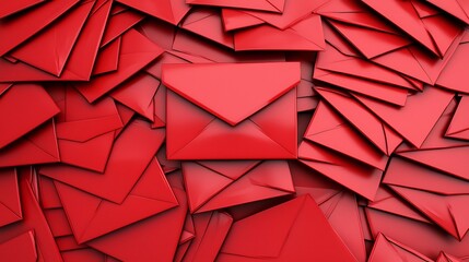 Poster - Red Chinese New Year Envelopes Spread in Radial Arrangement with Clean Reserved Text Field 3D for Festive or Corporate Branding
