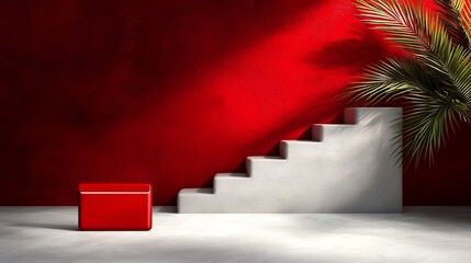 Poster - Vertical red envelope display with clean gradient background and spacious text placeholder created as a 3D digital for use in graphic design product packaging corporate branding