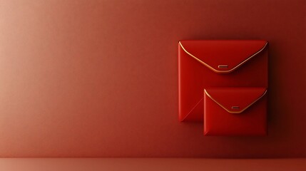 Poster - Vertically stacked red envelope display with clean gradient background and spacious text placeholder in a 3D digital Elegant and modern design for branding marketing announcements