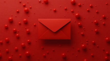 Poster - Elegant Abstract Red Envelope Concept with Vibrant Festive Tones   Smooth 3D with Editable Text Area for or Greeting Card Design