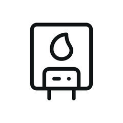 Poster - Gas boiler isolated icon, gas heater with flame vector symbol with editable stroke