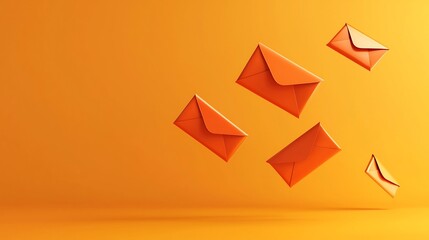Poster - Elegant floating red envelopes with a gold gradient backdrop and reserved text space showcased in a striking 3D This digital artwork features a modern