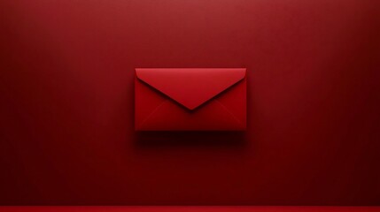 Poster - Minimal and traditional red envelope design with vibrant clean backdrop and text placeholder for holiday digital invitations  3D in a modern elegant and stylish aesthetic