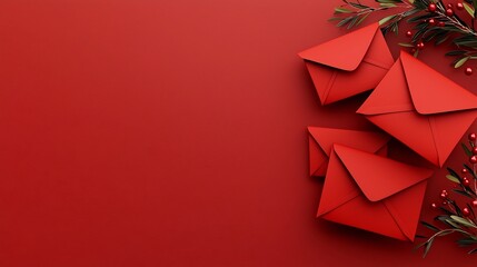 Poster - Beautifully Designed 3D of Festive Red Envelopes Forming a Captivating Geometric Shape with a Clean Open Text Zone Perfect for Modern or Chinese Culture Inspired Designs