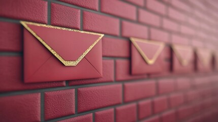 Poster - Beautifully crafted red envelopes with intricate gold trim featuring a seamless clean text zone for customization  This 3D showcases the elegant and traditional design perfect for financial holiday