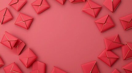 Poster - Elegant red envelopes forming a circular arrangement with beautiful gold accents and a clear text field for customization