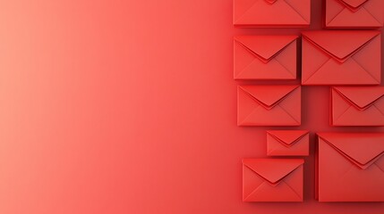 Poster - Elegant and modern 3D of clustered red envelopes on a gradient backdrop providing a spacious editable text area for various design and holiday purposes
