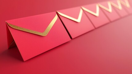 Poster - Luxurious Red Envelopes with Vibrant Gold Trim   3D for Lunar New Year Elegant gradient design with editable text placeholder for greeting cards invitations or other festive materials