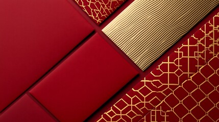 Poster - Elegant gold patterned red envelopes on a seamless and clean background with an open text field  This 3D depicts a festive and celebratory design perfect for Chinese New Year anniversaries
