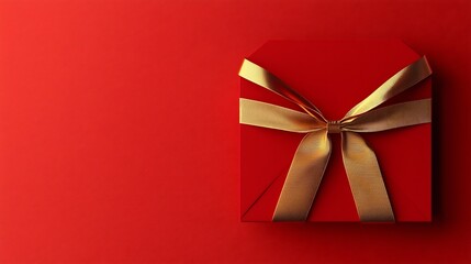 Poster - Elegant and vibrant 3D composition featuring a red envelope with a gold ribbon  The clean and modern layout design is perfect for festive greetings or Asian inspired creative projects