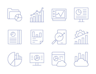 Poster - Analytics icons. Thin Line style, editable stroke. analysis, analytics, dashboard, data analytics