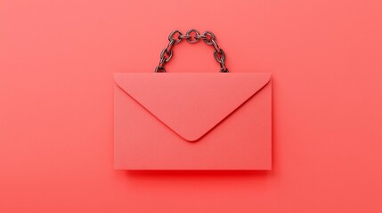 Poster - Minimalist red envelope stack with balanced shadowing and clean text zone for elegant 3D design  Graphic template for business presentation corporate branding or holiday