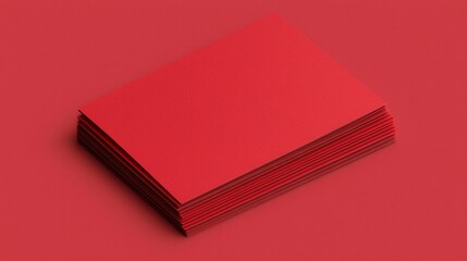 Poster - Minimalist Red Envelope Stack with Balanced Shadowing and Clean Text Zone for Corporate or Business Presentation 3D