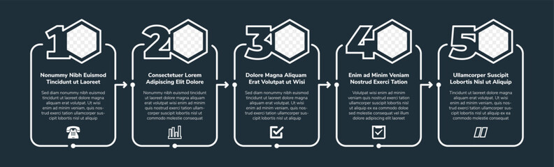 Poster - Vector Infographic hexagon design with icons, photo space and 5 options or steps. Infographics for business concept. line style with white color. Can be used for presentations banner, workflow, proces