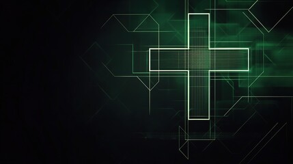 Poster - Geometric Abstract Medical Cross Design on Dark Science Background