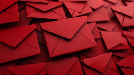 Poster - Elegant abstract 3D of festive red envelopes with subtle gold highlights and clean text area perfect for Chinese New Year greeting cards invitations and other branding or packaging designs