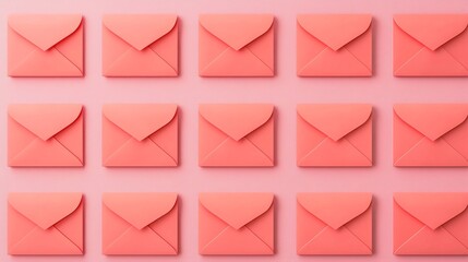 Poster - Vibrant red geometric envelope arrangement displayed on a clean minimalist background with a text placeholder for easy into digital designs product packaging branding and commercial content