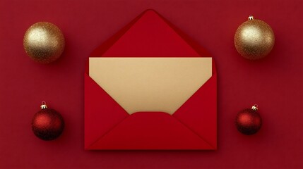 Poster - Elegant 3D of a Minimalist Envelope Design with Gold Accents and a Centered Blank Text Area Perfect for a Clean Festive Layout for Invitations Cards Branding or Packaging