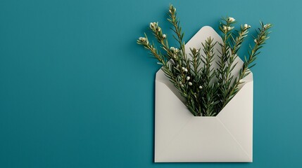 Poster - Elegant 3D of a Minimalist Envelope with Gold Metallic Accents and a Clean Centered Blank Text Area for a Festive Layout Design