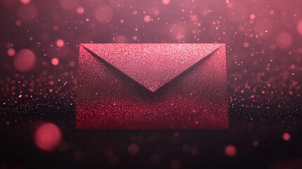 Poster - Elegant Red Envelope with Glowing Abstract Particles and Smooth Gradient Background Ideal for Invitations Banners Cards and Other Modern Design Projects