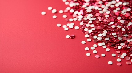 Poster - Glowing tails scattered over a vibrant red background creating a digital with an open text area  This captivating