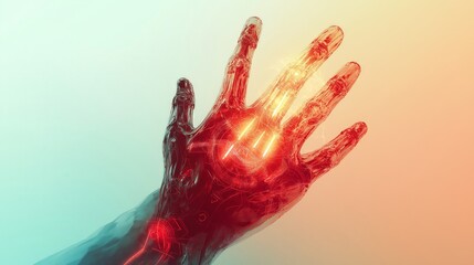 Poster - Transparent robotic hand showing futuristic technology