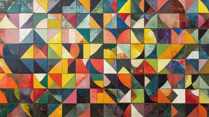 Wall Mural - colorful geometric abstract art tile mosaic.