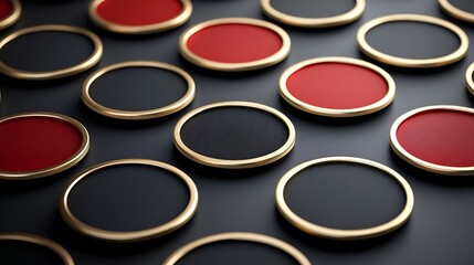 Poster - elegant and minimal 3d of gold taels with red accents featuring a sleek and stylish layout design fo