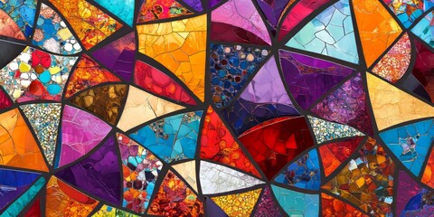 Leinwandbilder - Vibrant abstract mosaic patchwork background featuring intricate designs and colors, perfect for diverse creative projects requiring an eye catching abstract mosaic patchwork background.