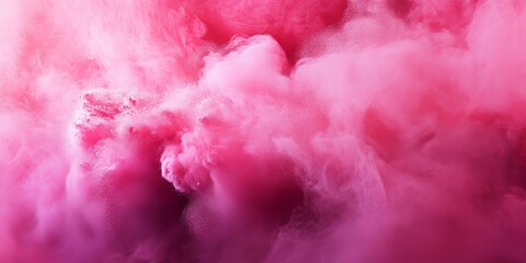 Poster - Dynamic pink powder swirls in an abstract background, creating a captivating visual experience full of motion and fluidity. The vibrant pink tones enhance the energetic feel.