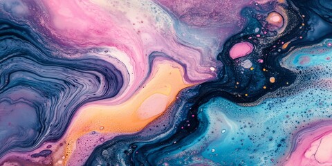 Aufkleber - Stunning abstract ink painting serves as an exquisite background, showcasing intricate patterns and vibrant colors in this top view of the mesmerizing ink painting. Perfect for various creative