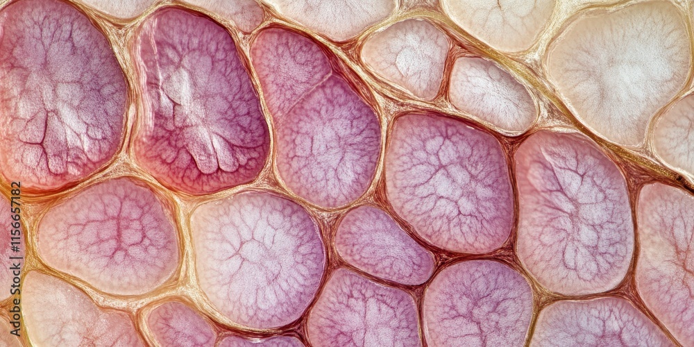 Onion epidermis examined under an optical microscope at 100x ...