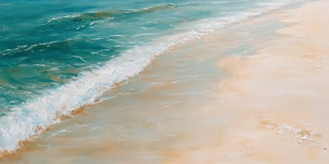 Poster - Strolling along the sandy beach, the gentle sea water creates a serene backdrop, perfect for a peaceful walk on the sand while soaking in the beauty of the beach and sea water surroundings.