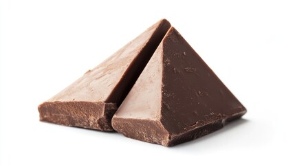 Aufkleber - Triangle shaped chocolate pieces with rich hazelnut filling on a clean white background for dessert or confectionery promotions