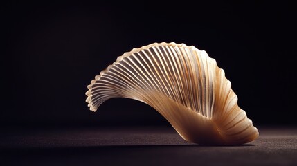 Leinwandbilder - Elegant seashell with intricate textures showcased against a dark background, highlighting its natural beauty and unique design.