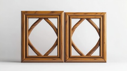 Poster - Wooden photo frame set with abstract design on white background showcasing craftsmanship and elegance for home decor inspiration