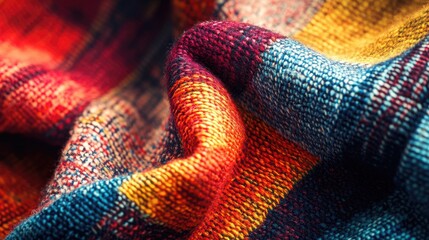 Poster - Colorful abstract textile fabric texture samples for handmade clothing and furniture decor with soft selective focus closeup shot