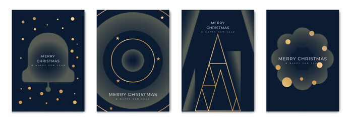 Wall Mural - merry christmas and happy new year greeting card vector set. luxury invitation with christmas tree, 