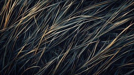 Poster - Dark trimmed grass closeup with intricate texture and subtle golden highlights for background or nature-themed designs.