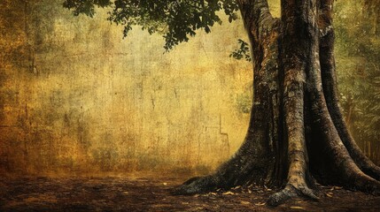 Poster - tree trunk silhouettes with textured background in forest setting showcasing natural elements and earthy tones