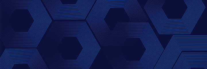 digital abstract background with hexagon lines on blue background. futuristic digital network line a