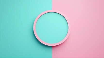 Poster - Minimalistic teal colored arrangement with a soft glowing lighting effect set against a clean vibrant background creating an open text zone for various design applications in a 3D digital