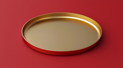 Aufkleber - Sophisticated 3D of a radiant gold tael display showcased on a sleek modern red background featuring a clean minimalist text placeholder for versatile applications