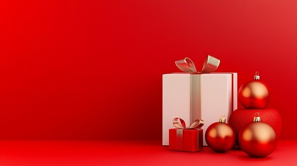 Poster - Minimalist and Elegant Red and Gold Festive Graphic Elements with an Open Text Field for Holiday or Design