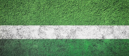 Poster - green textured asphalt with white line and empty space for text or graphic design usage