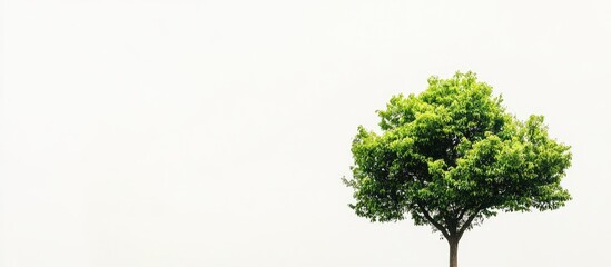 Poster - lush green tree isolated on white background providing ample space for text or design elements in cr