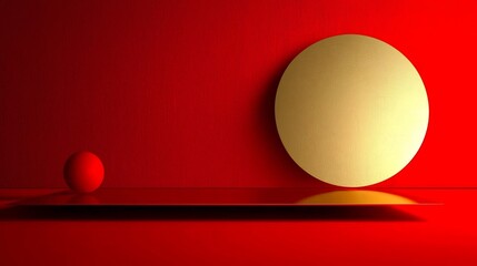 Poster - Minimalist Red and Gold Festive Arrangement with Text Friendly Layout Clean Composition 3D for Seasonal Branding Greeting Cards Posters and Digital Displays