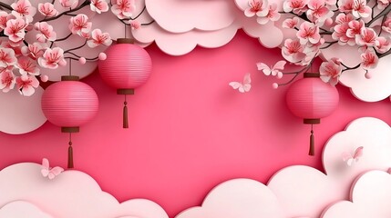 Poster - Vibrant and Elegant Chinese New Year Graphic Pattern with Gradient Background and Spacious Editable Text Field for Festive Designs