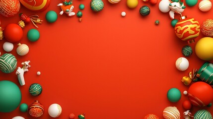 Poster - Vibrant and traditional Chinese New Year pattern design on gradient background with spacious editable text field perfect for digital greeting cards posters