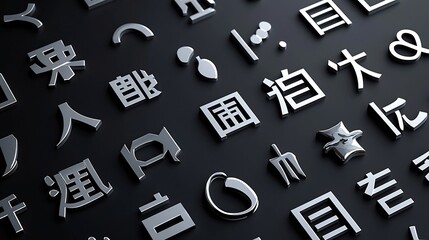 Poster - Minimalist and Seamless Layout Design featuring Chinese Symbols and Open Text Field in a Clean 3D Style